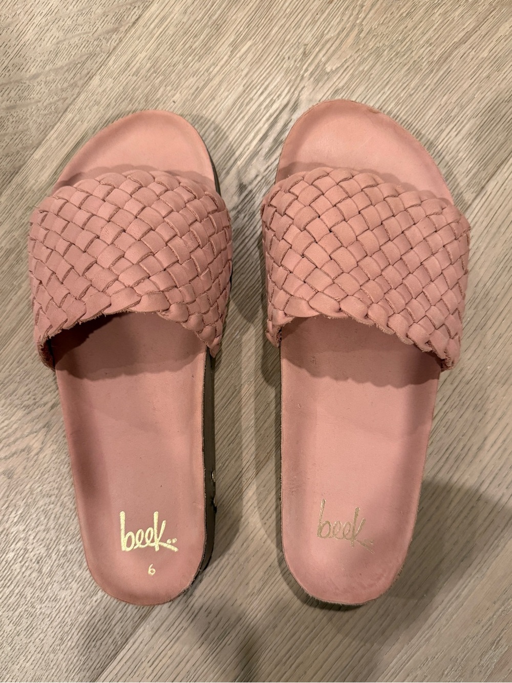 Beek Light  Pink Woven Slide Sandals Women's Size 6